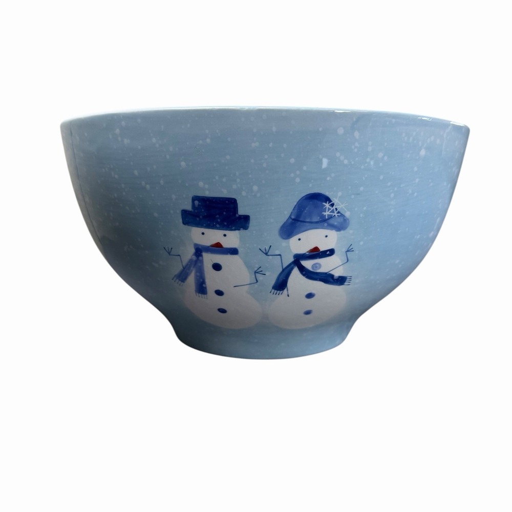 Target Winter Frost Snowman Family 4Qt Serving Bowl 10.5" Blue Christmas Holiday